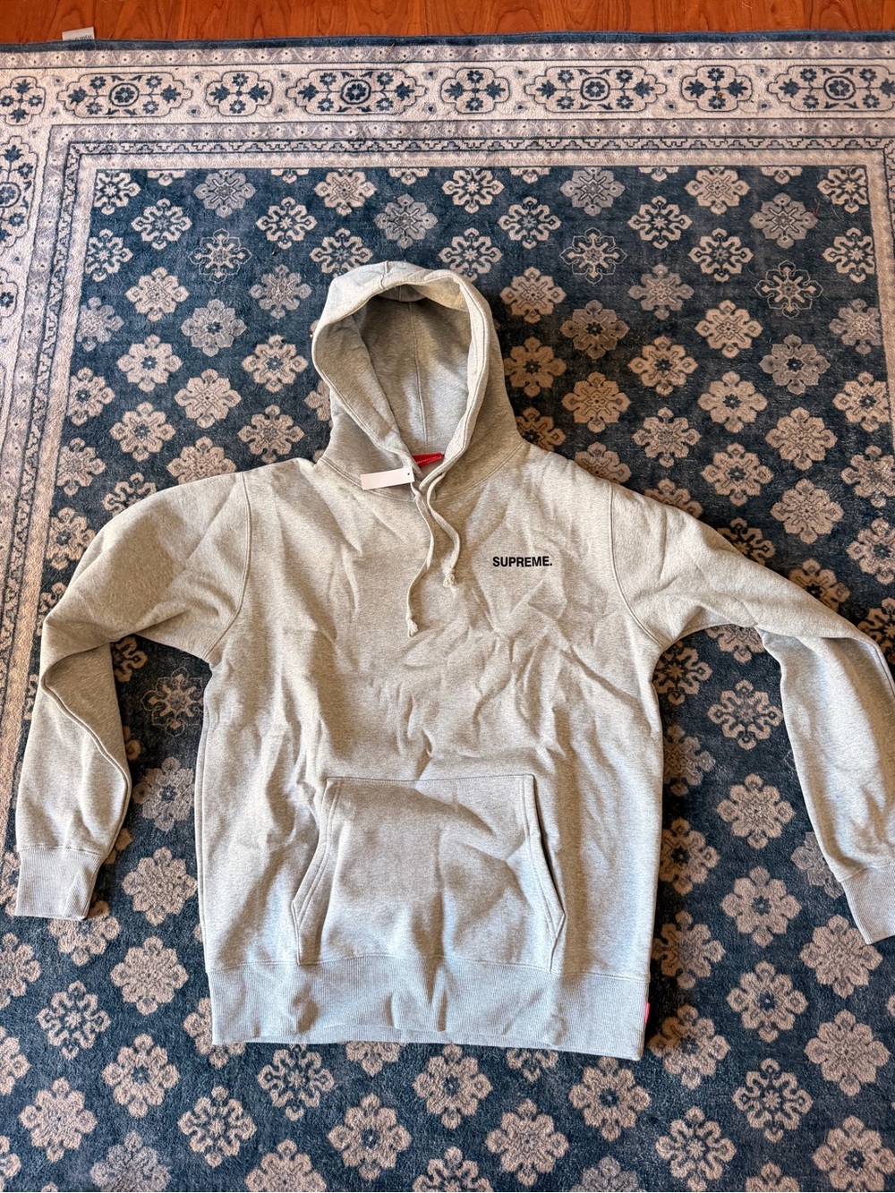 Supreme Light Gray Pullover Hoodie with Small Chest Logo